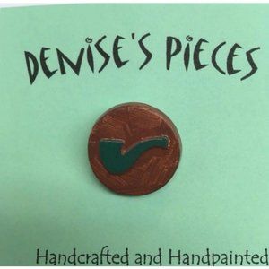 St Patricks Day Pin Brooch Pipe Green Brown Handpainted